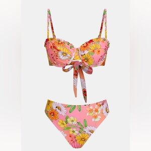 CUPSHE Rum Punch Underwire Floral Bikini Set L top and M Bottom NWT